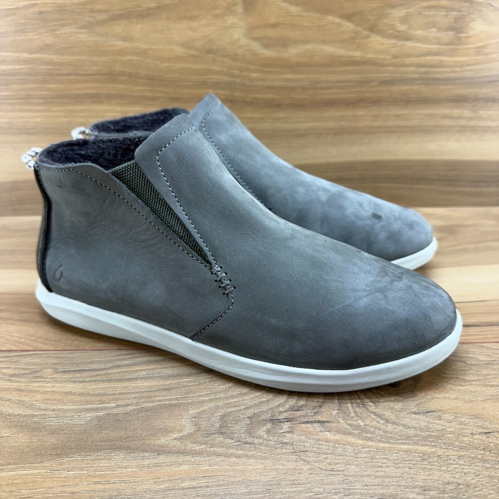 Olukai Womens Boots‎ Size 7.5 Gray Nubuck Comfort Slip On Sneakers HAWAI'ILOA